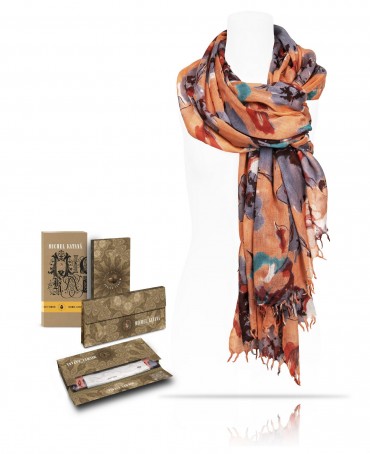 Палантин Женский W40-GRANDE.FLEUR/CORAL